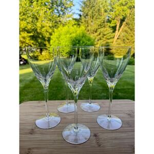 Lenox Firelight Clear Rim Crystal 8 Oz Water Goblets Wine Glasses 8-1/2" ~5 Pc